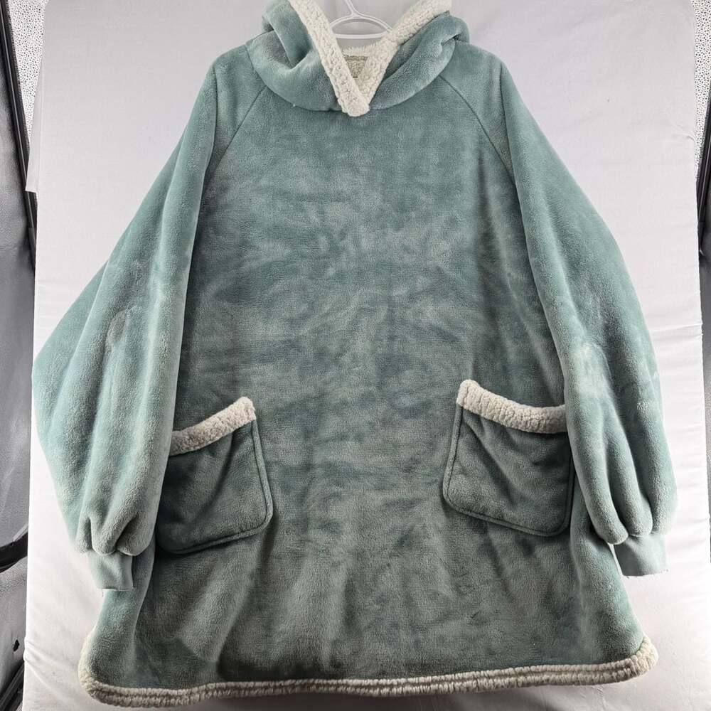 1518 Bedsure Wearable Blanket Hoodie Light Green Sherpa